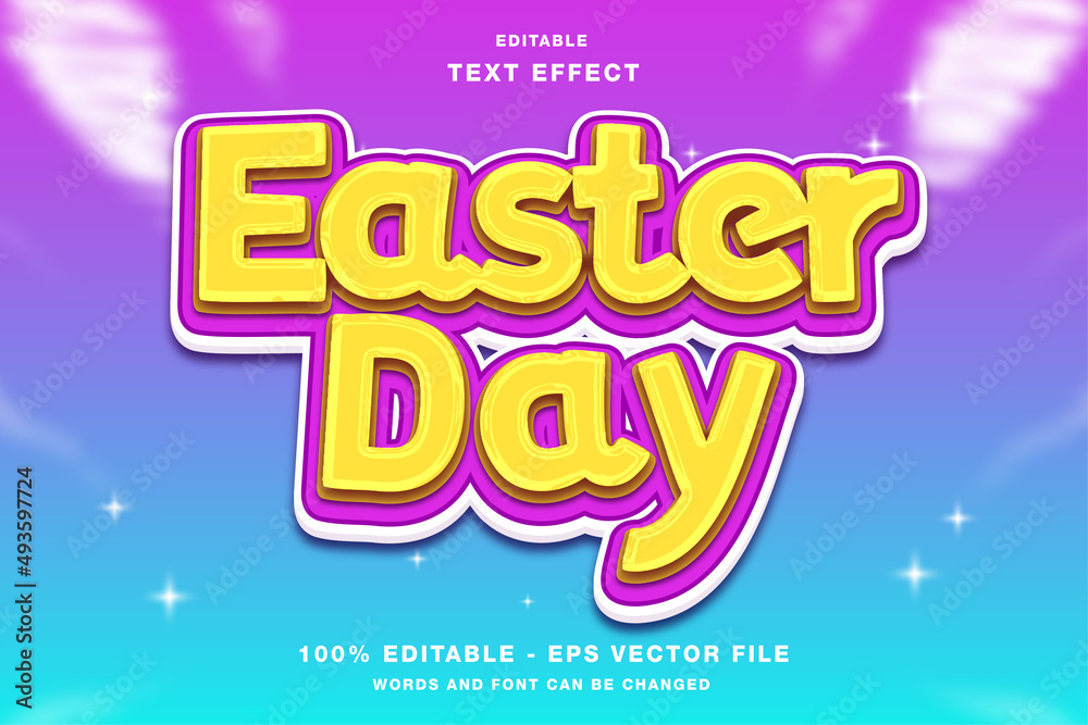 Easter Day 3D Cartoon Editable Text Effect Easter Day 3D Cartoon Editable Text Effect