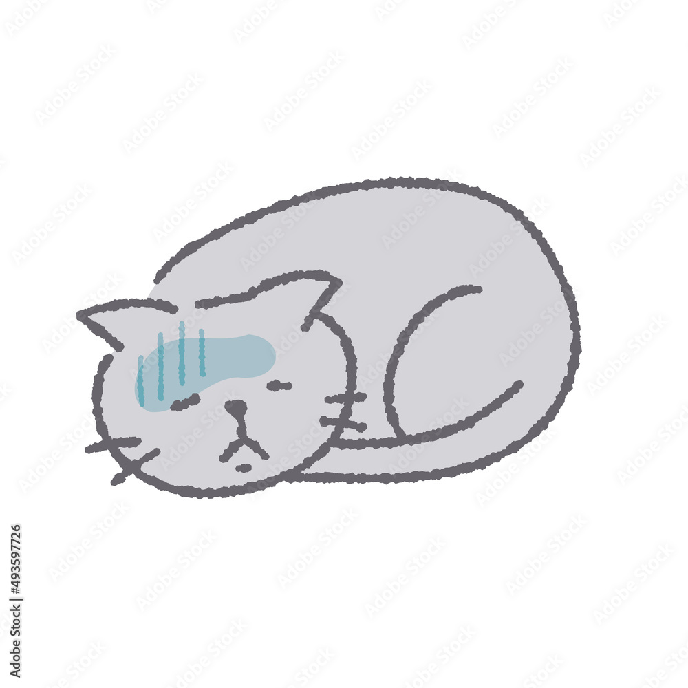 Obraz premium 元気がない猫のイラスト