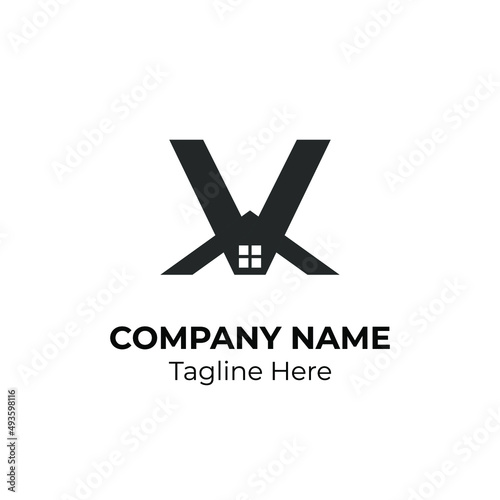 Initial Letter v with Architecture Graphic Logo Design