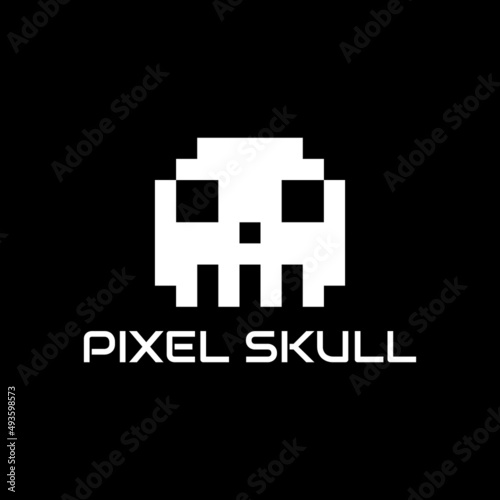 pixel skull logo design