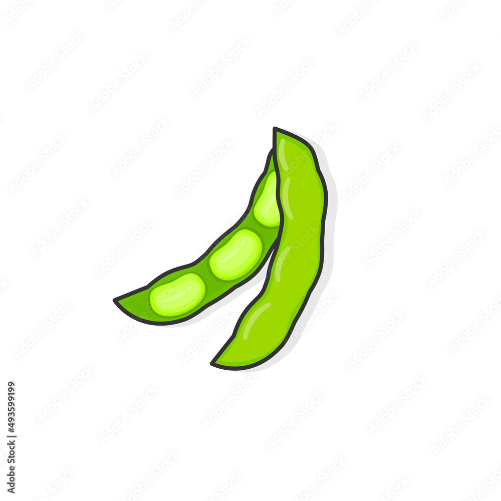 Open soybean isolated on a white background Open soybean isolated on a white background