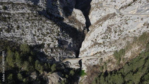 Aerial fly over above the Rocky pinacles of the French Alps in the Alpes Maritimes - South France photo