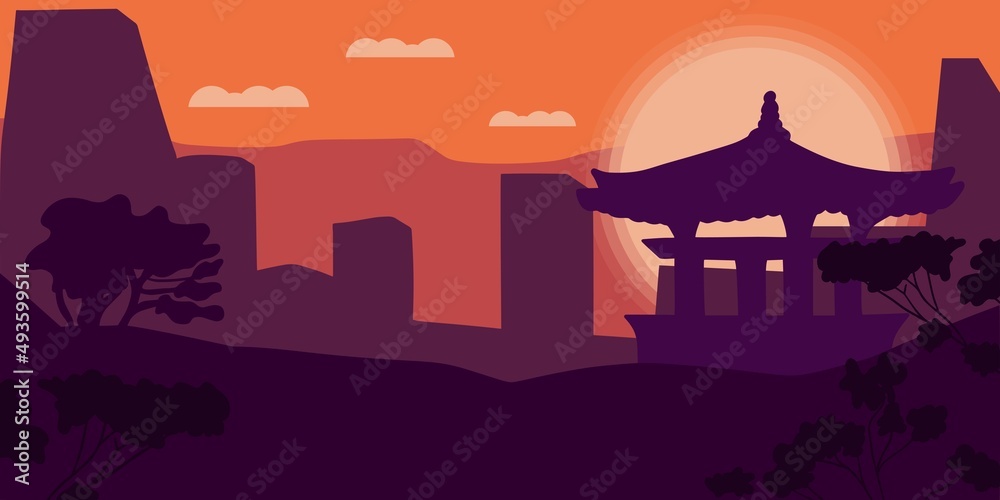 background silhouette of a city, country, architecture, buildings, nature for websites, advertising, sales