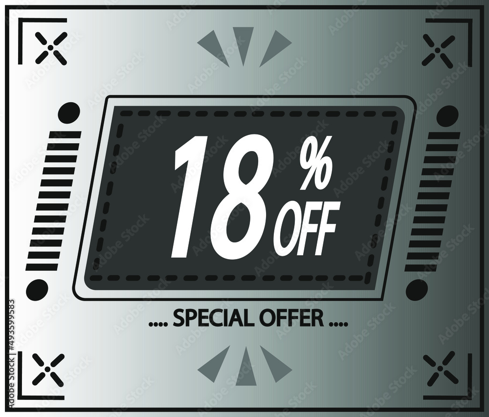 18% off. vector special offer marketing ad. gray flag 18% off. vector special offer marketing ad. gray flag