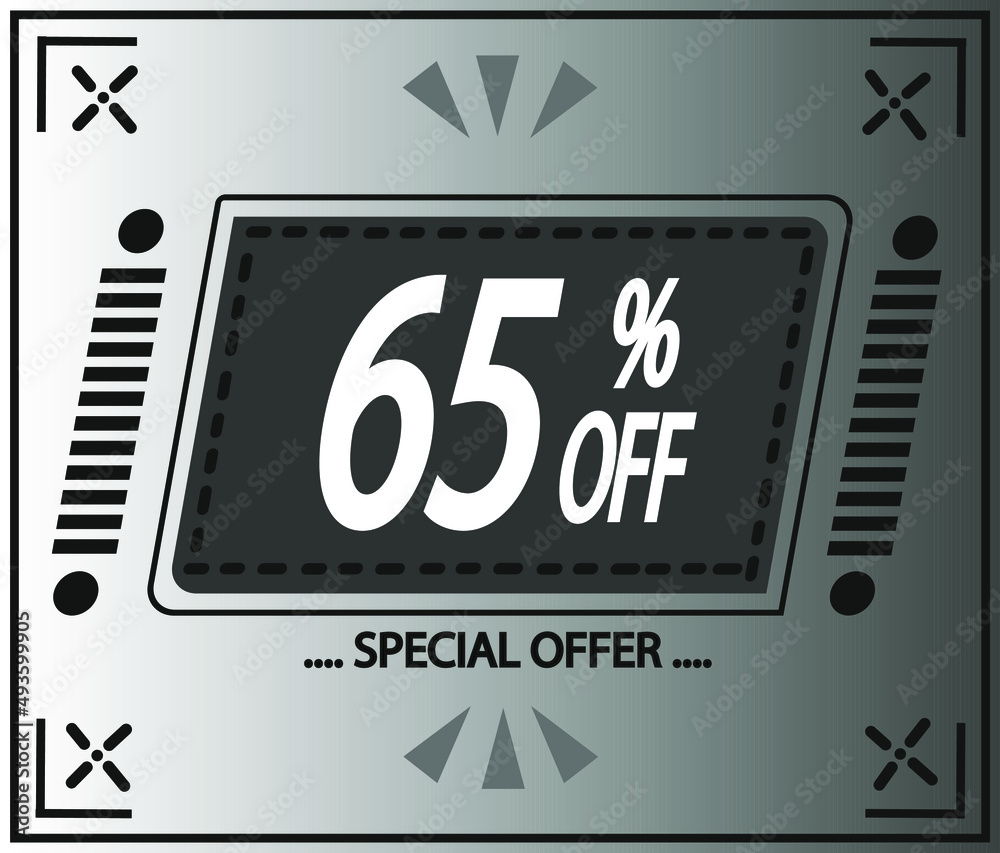 65% off. vector special offer marketing ad. gray flag 65% off. vector special offer marketing ad. gray flag