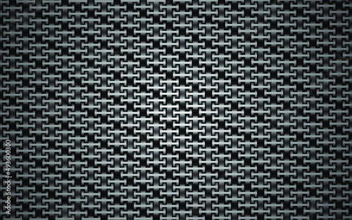 Abstract background texture. Black and gray carbon textured repeating pattern. Metallic chain pattern. Iron metal chain.
