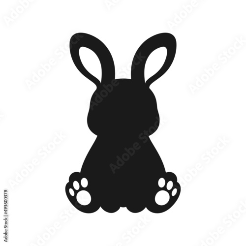 Rabbit sitting down with ears up silhouette icon