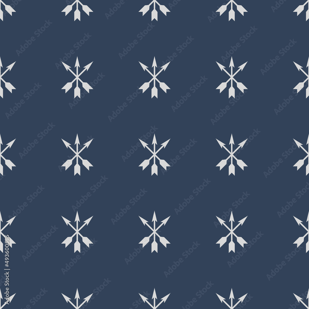 Seamless vector blue background with silver three arrows. Minimalist male pattern for fabric Seamless vector blue background with silver three arrows. Minimalist male pattern for fabric