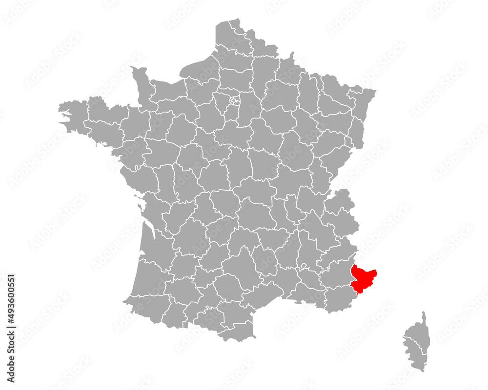 Karte von Alpes-Maritimes in Frankreich