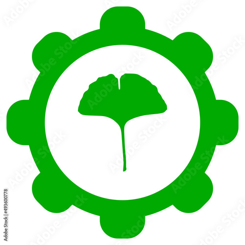 Ginkgo Blatt und Zahnrad