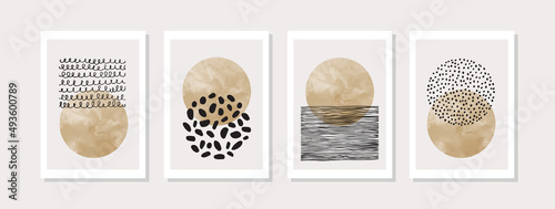 Abstract geometric poster set in modern mid century style