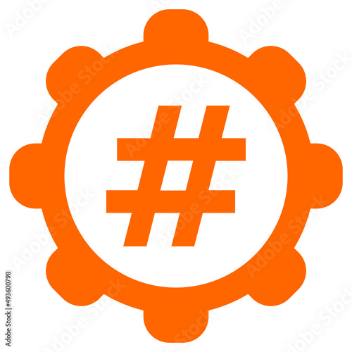 Hashtag und Zahnrad