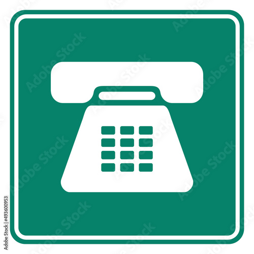 Telefon und Schild