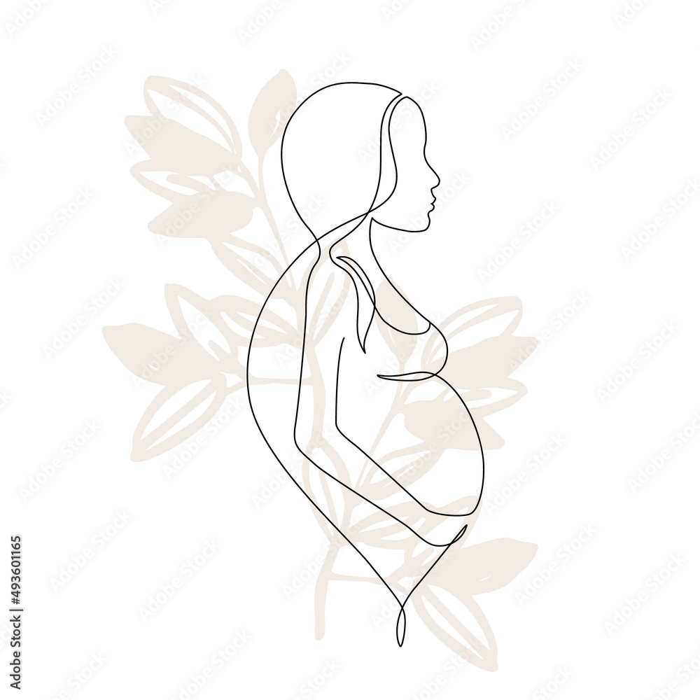 Pregnant woman symboloutlined sketch Royalty Free Vector