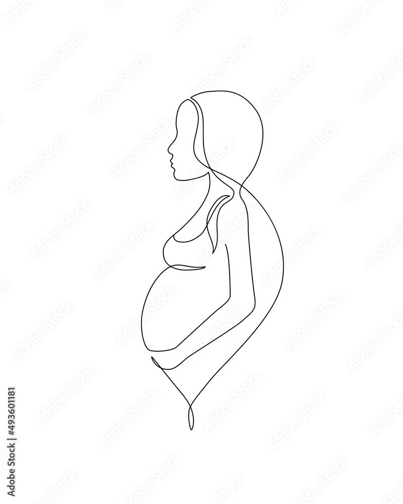 Pregnancy and motherhood modern concept art. Abstract pregnant woman continuous line drawing. Pregnancy and motherhood modern concept art. Abstract pregnant woman continuous line drawing.