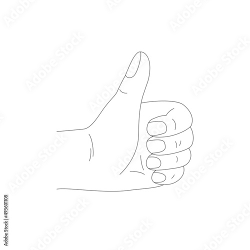 Abstract hands showing thumb up in minimalistic pop art style isolated on white background.
