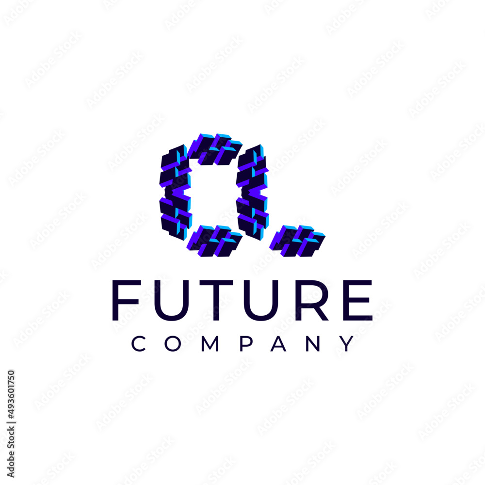 abstract tech letter q flat modern logo design abstract tech letter q flat modern logo design