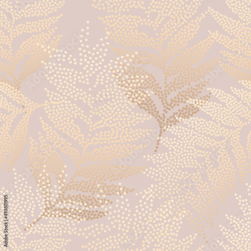 Abstract Palm leaves half tone art on pink rose blush color background