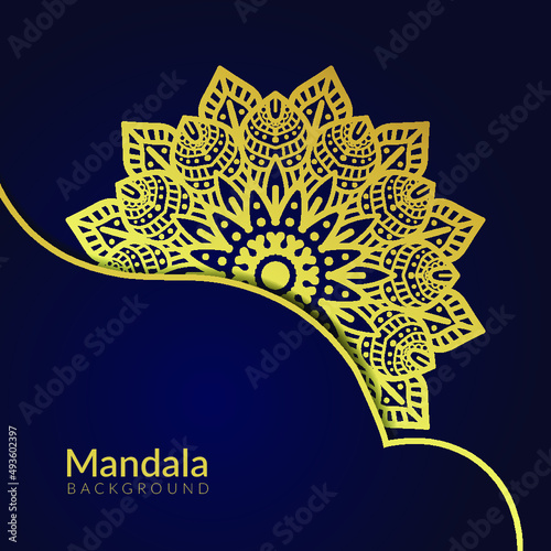 Luxury ornamental mandala design background in gold color