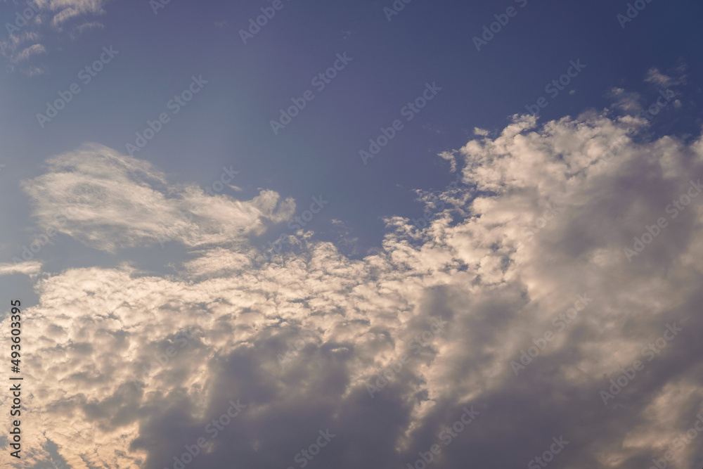 blue sky with clouds, sunlight in clouds in the sky, clouds - sky background