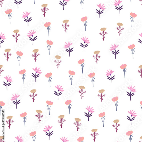 Seamless vector delicate floral pattern with small flowers.