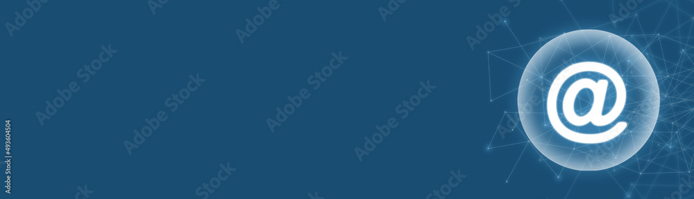 Obraz premium Email symbol and network on the blue background.