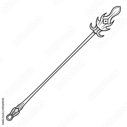 Abstract Black Simple Line Spear Weapon Doodle Outline Element Vector Design Style Sketch Isolated On White Background Illustration For War, Battle