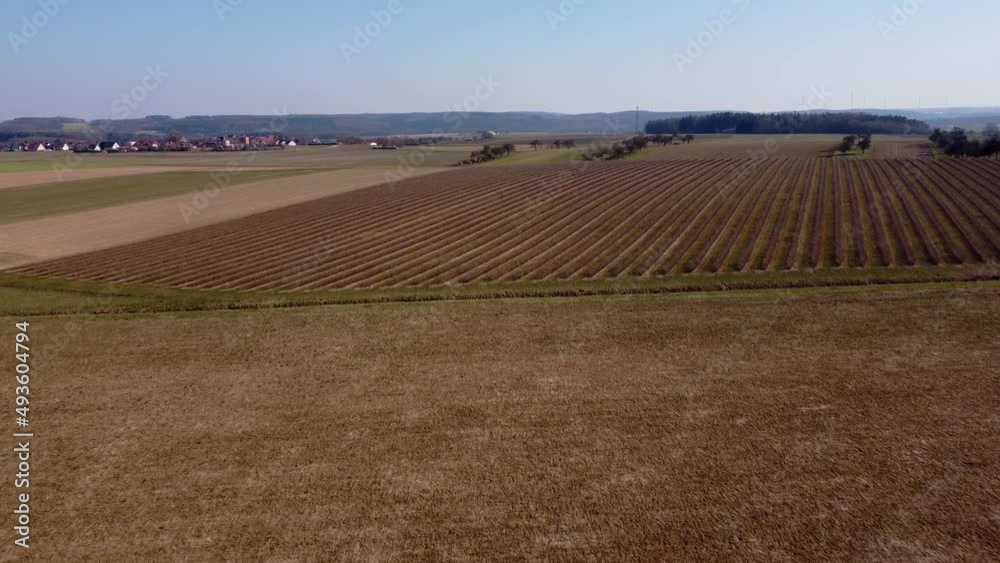Spring, fields near the village, top view Spring, fields near the village, top view