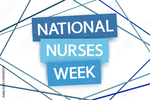 National Nurses Week medical concept. Greeting banner design with text in the frames and geometric shapes on white background. 
