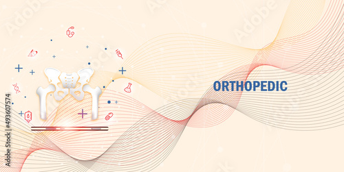 Technology for treatment of hip and pelvis. Abstract traumatology and orthopedics. Medical science in the hospital for body joints.