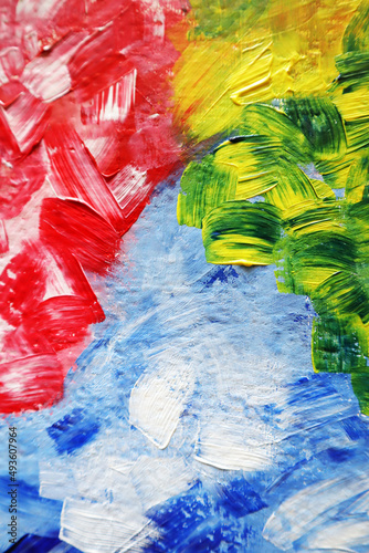 Texture, background painting with paints. Fragment of artwork. Spots of paint. Brushstrokes of paint. Modern art. Contemporary art. Colorful canvas.