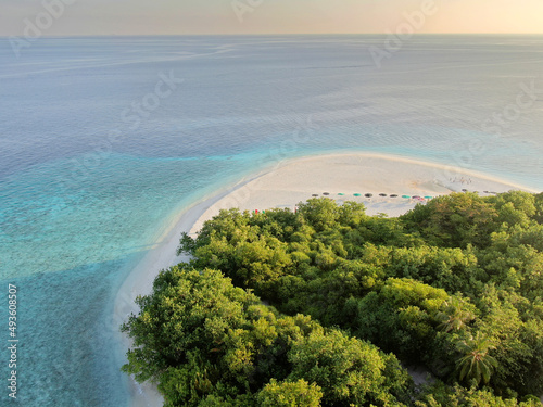 Tropical paradise atoll Ukulhas island aerial view
