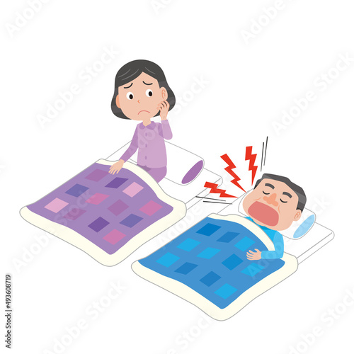 夫のいびきがうるさくて眠れない妻