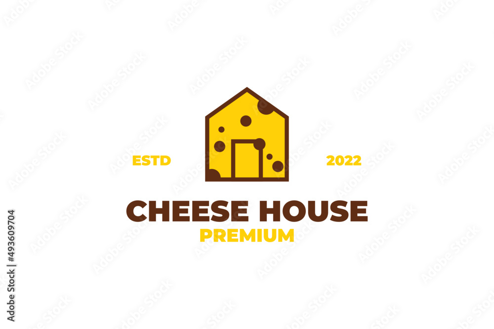 Fototapeta premium Flat cheese house icon logo design vector template