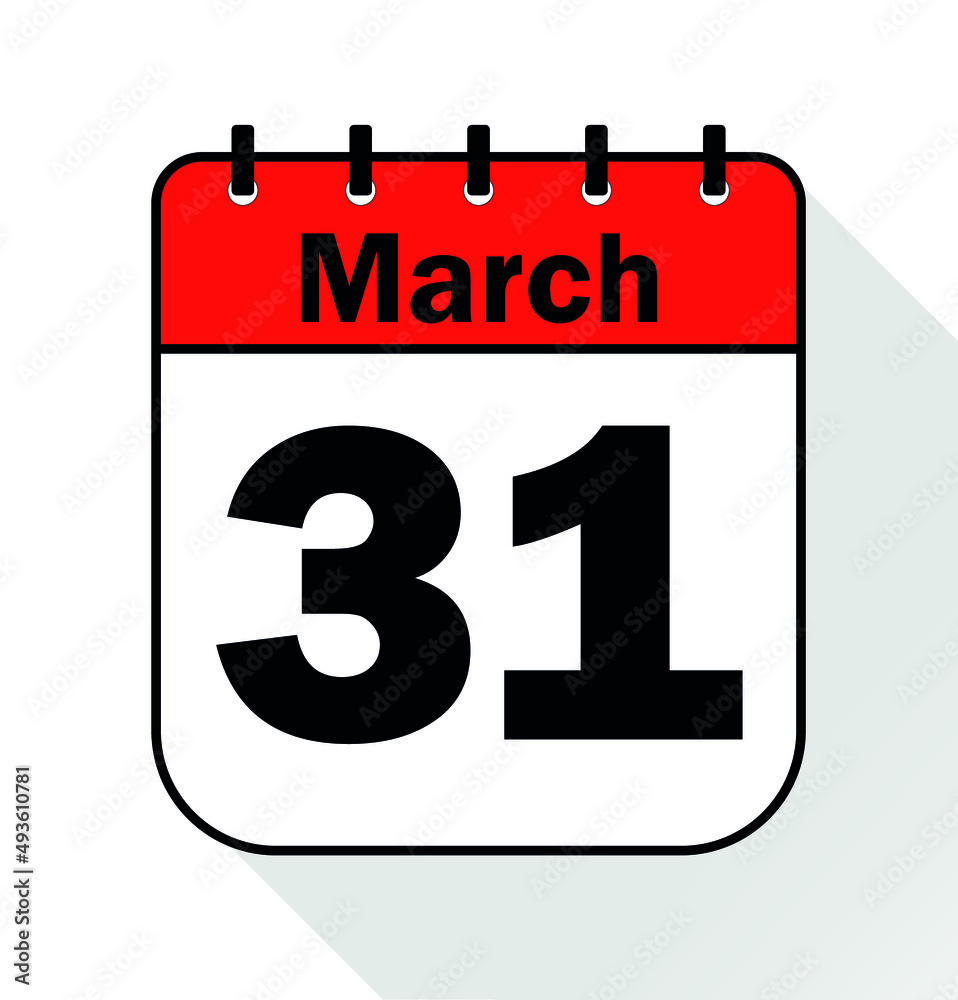 Fototapeta premium March day 31 red - Calendar Icon - Vector Illustration