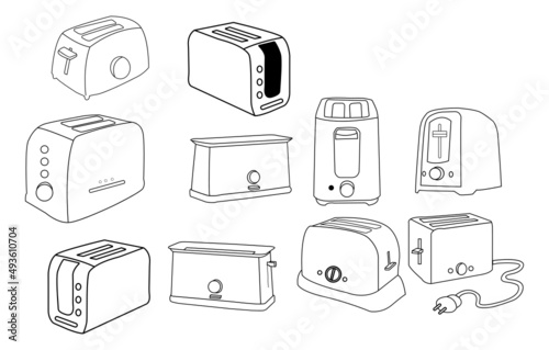 toaster vector illustration design. Toasted bread slices and toaster vectors. Toaster icon. Outline toaster vector icon for web design isolated on white background