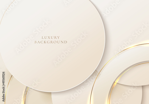 Elegant 3D light brown and golden circles with glow lighting halftone effect on clean background
