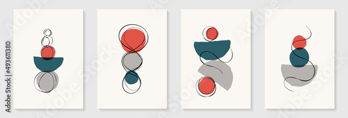 Creative minimalist hand painted Abstract art background with watercolor circle and half circle with Hand Drawn doodle Scribble Circle. Design for wall decoration, postcard, poster or brochure,