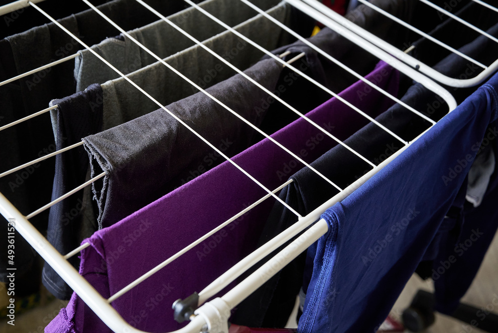 the laundry is dried on a home dryer in the room