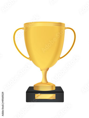Winner cup isolated. Golden trophy on a transparent background. Vector illustration.