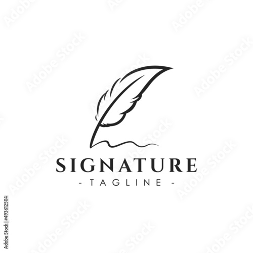 Creative feather logo design template