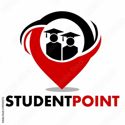 Student point vector logo template. This design use human and location symbol.