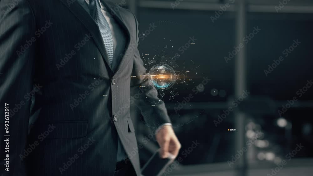 Businessman with System Error hologram concept Businessman with System Error hologram concept