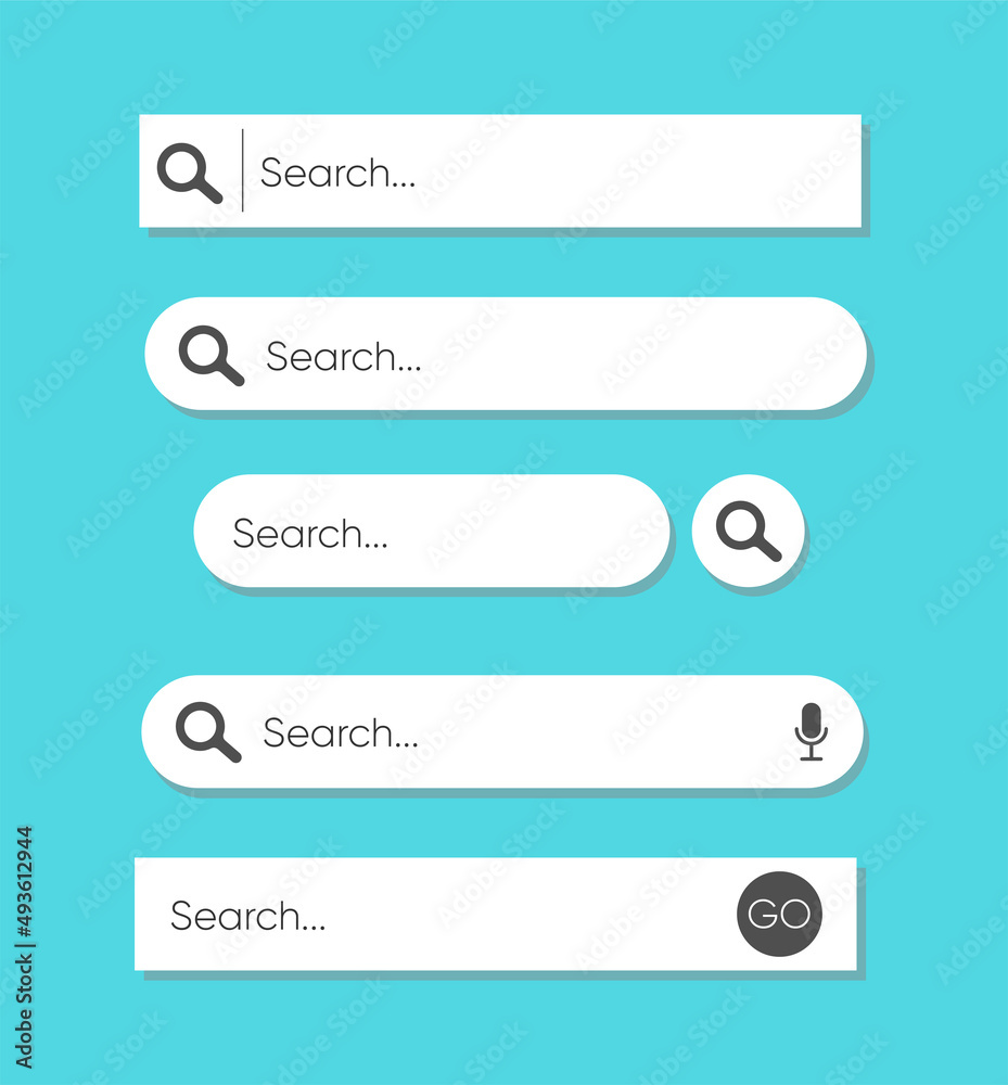 Search Bar for ui, design and web site. Set of search form templates for websites isolated on blue background. Search Address and navigation Search Bar for ui, design and web site. Set of search form templates for websites isolated on blue background. Search Address and navigation