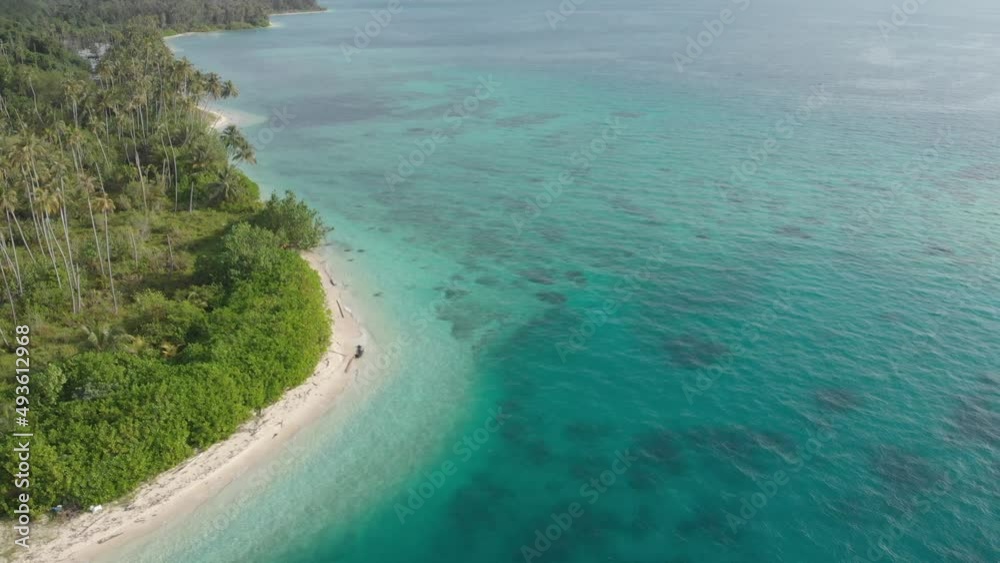 Aerial view Banyak Islands Sumatra tropical archipelago Indonesia, coral reef white sand beach. Top travel tourist destination, best diving snorkeling. Sunset sky Aerial view Banyak Islands Sumatra tropical archipelago Indonesia, coral reef white sand beach. Top travel tourist destination, best diving snorkeling. Sunset sky
