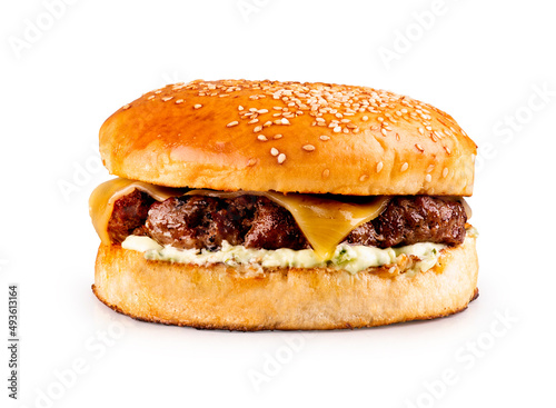 cheese burger on white background