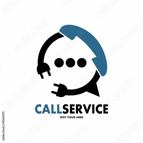 Call services vector logo template. This design use wrench symbol. Suitable for industrial or business.