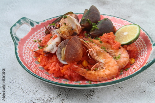 Freshly cooked Seafood Paella