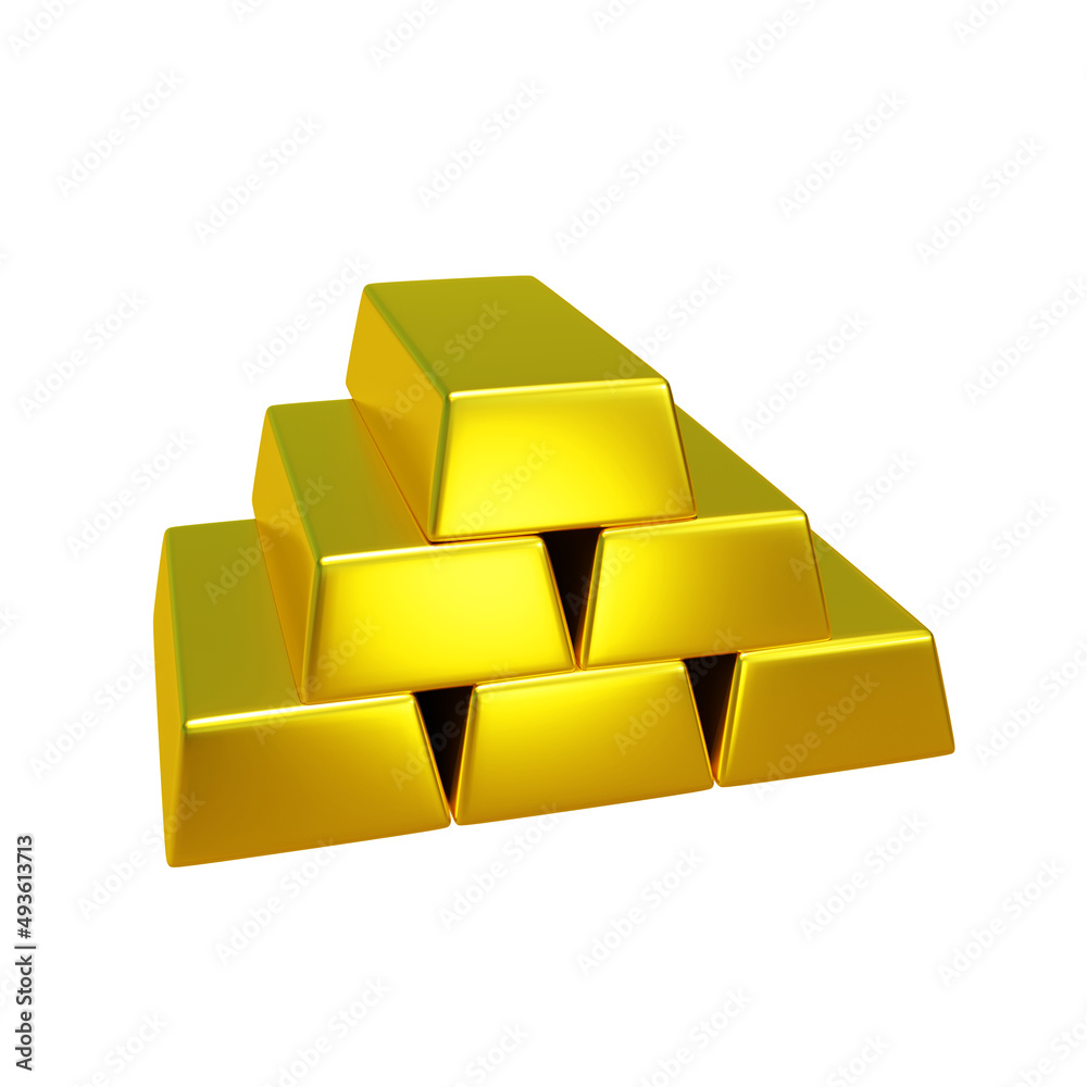 3D rendering fine Gold bar on white background 3D rendering fine Gold bar on white background