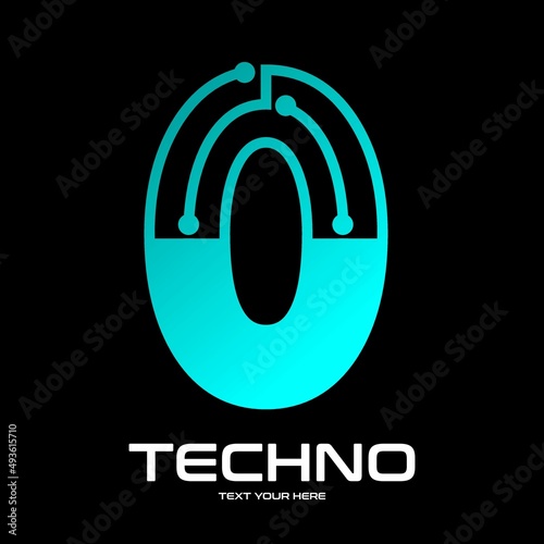 Number zero technology vector logo template/ This design use blue and dot symbol. Suitable for text.